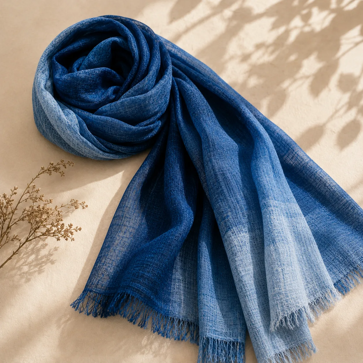 Representative image of an indigo-dyed scarf or stole